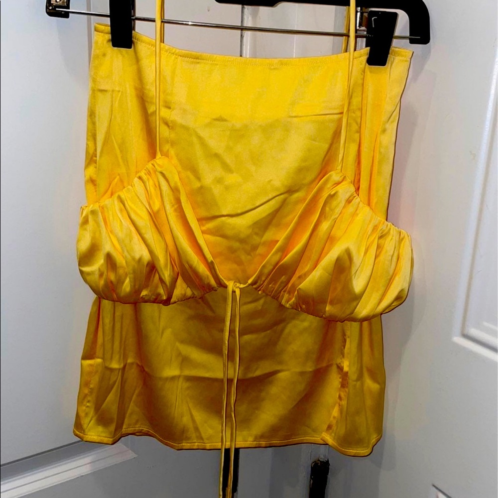 Yellow silk two piece